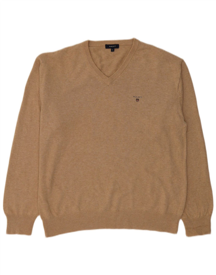 GANT Pull col V Homme XL Beige Coton