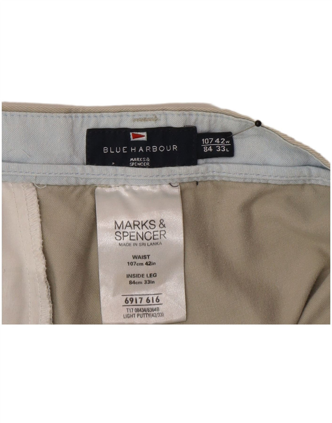 Marks & Spencer Pantalon Chino Droit Blue Harbor Femme W42 L33 Gris