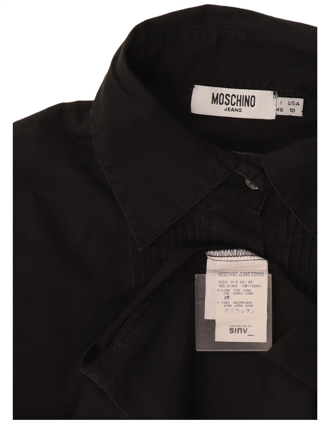 Moschino Chemise à volants sur le devant pour femme IT 46 Large Gris Coton