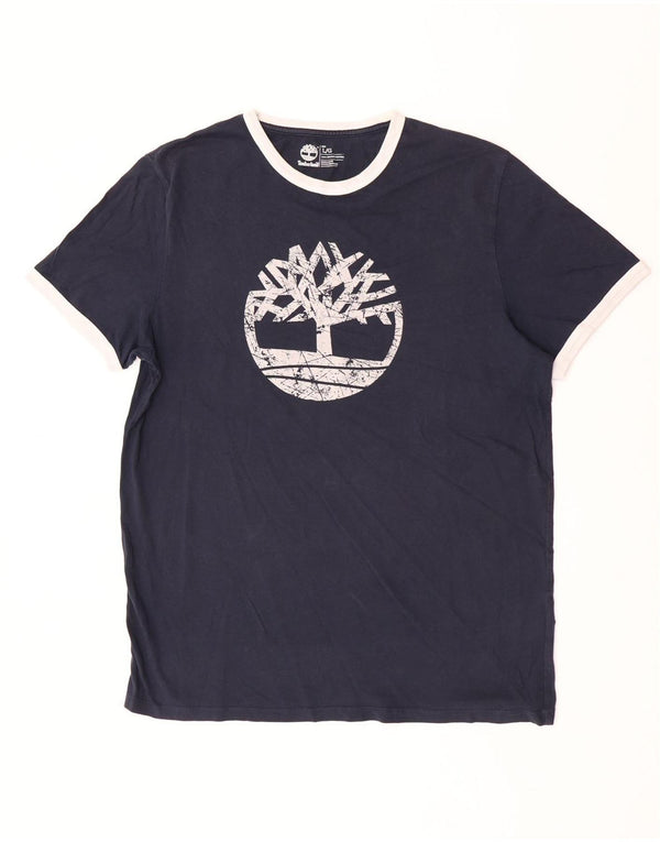Timberland Mens Regular Fit Graphic T-Shirt Top Large Bleu Marine Coton