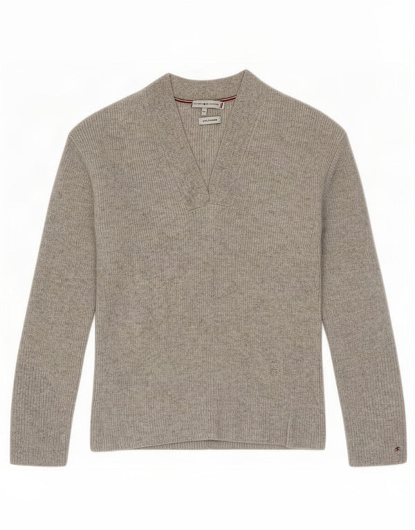 Tommy Hilfiger Pull col V pour femme UK 4 XS Gris Laine