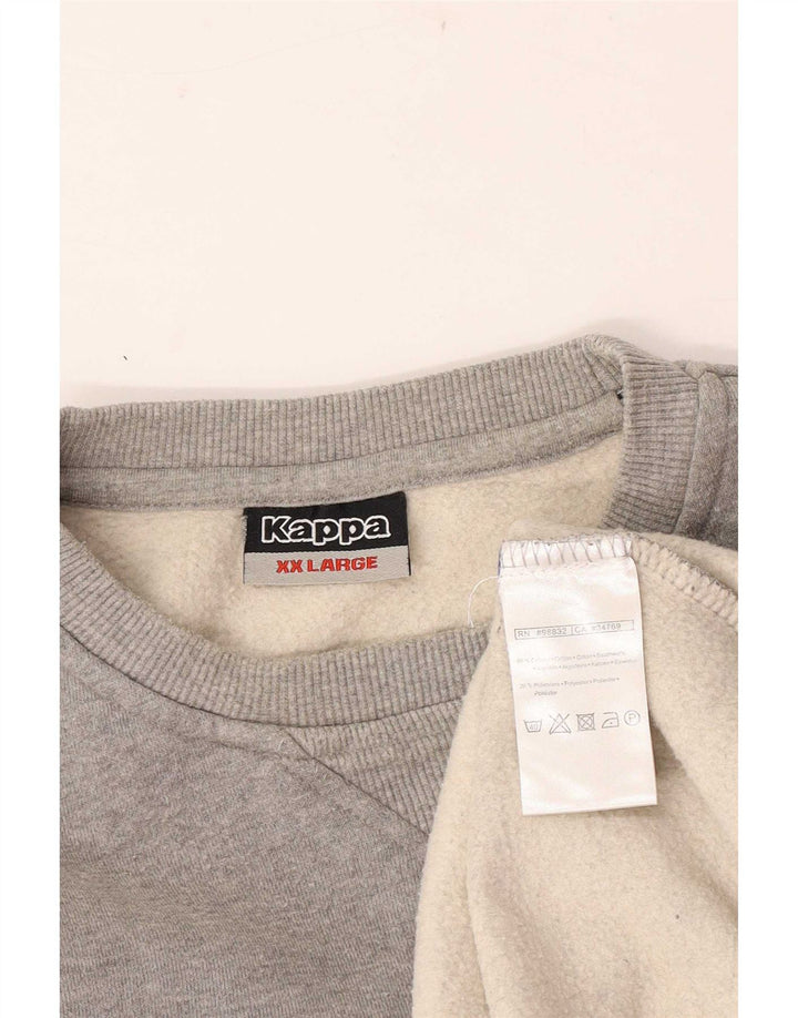 Kappa Sweat-shirt pour homme 2XL Gris Coton