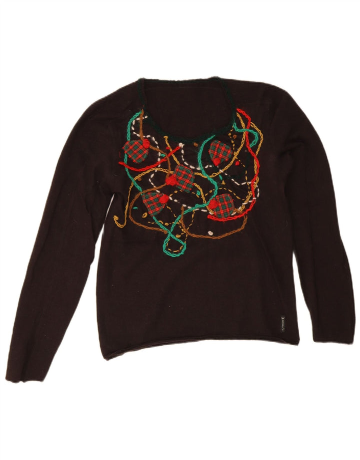 Armani Jeans Pull à col bateau pour femme Motif abstrait UK 10 Small B