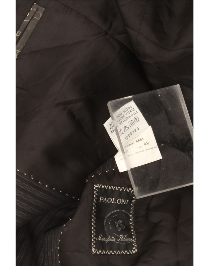 Paoloni Veste blazer à 3 boutons pour homme IT 48 Noir moyen à fines rayures