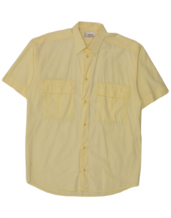 Stefanel Chemise à Manches Courtes Homme Jaune Moyen Coton