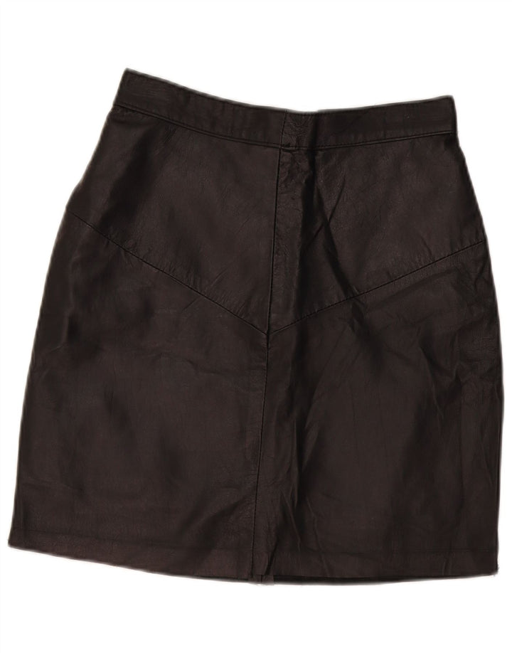 jupe en cuir femme vintage W28 Noir moyen