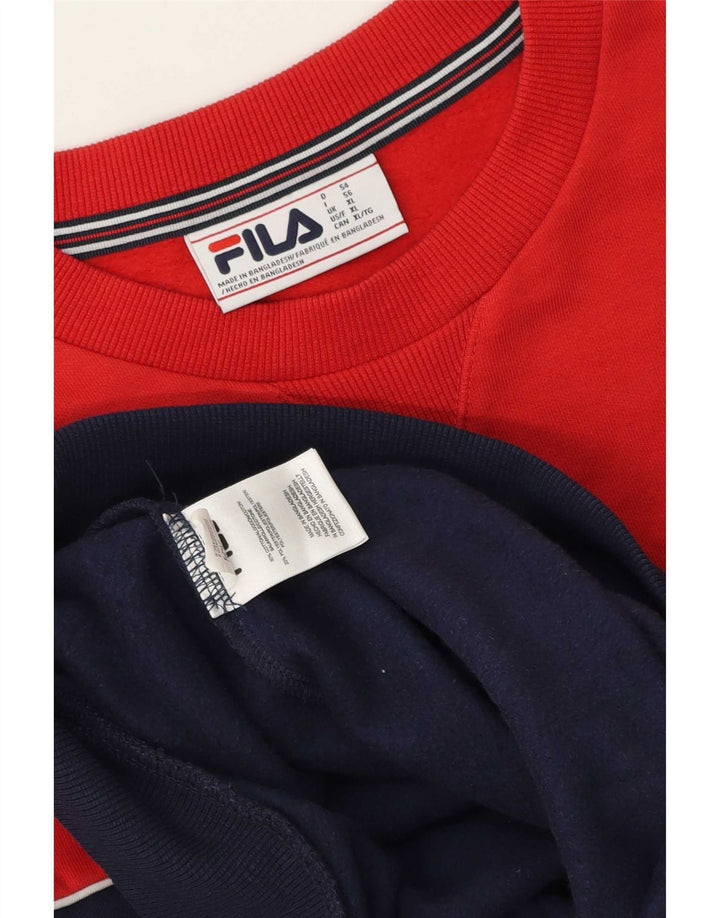Fila Homme Sweatshirt Jumper XL Rouge Colourblock Coton