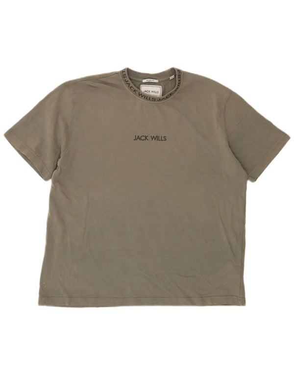 Jack Wills T-shirt coupe décontractée pour homme en coton kaki moyen