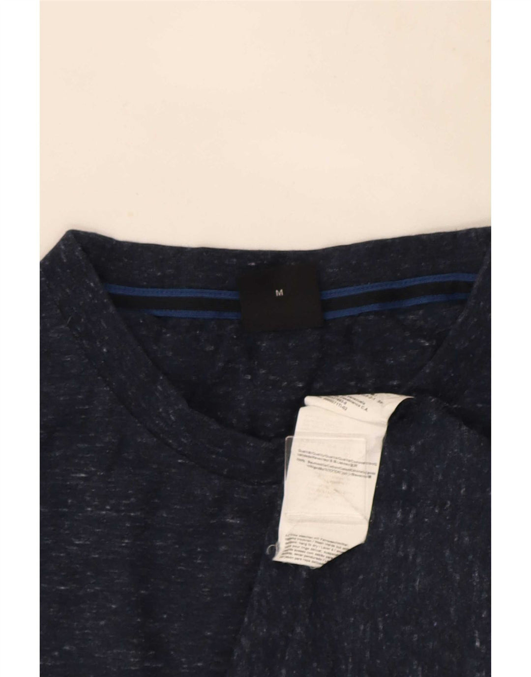 Hugo Boss Homme T-Shirt Top Bleu Marine Moyen Coton Moucheté