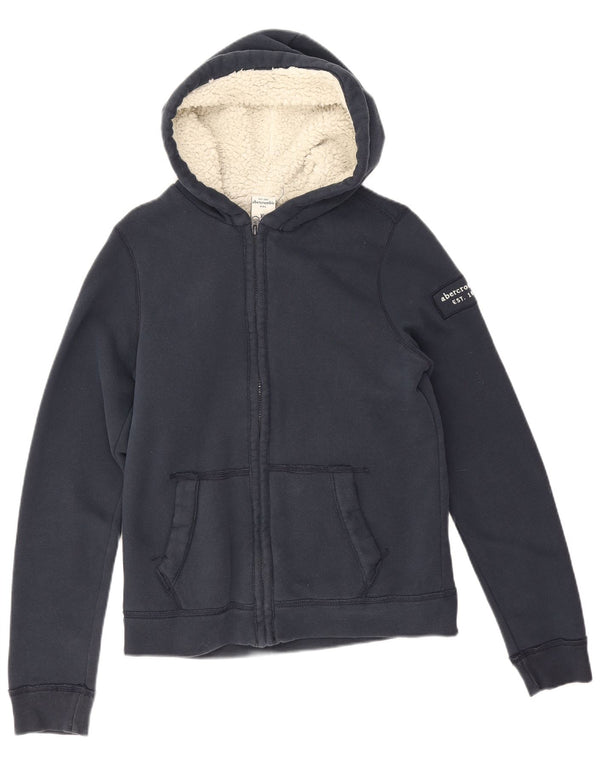 Abercrombie & Fitch Pull à capuche zippé pour garçon 13-14 ans XL Bleu marine Coton