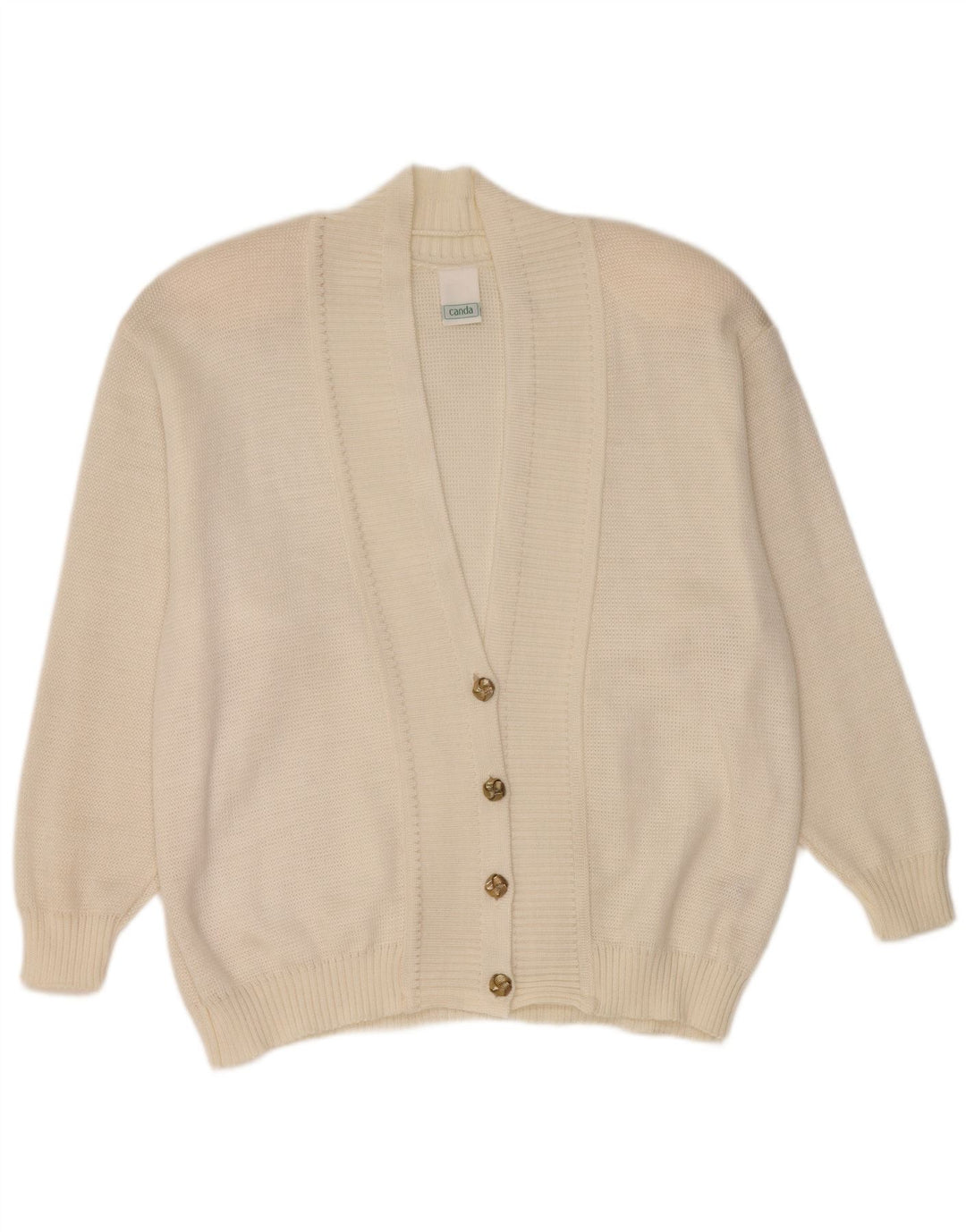 Canda Cardigan surdimensionné pour femme UK 16 Grand acrylique blanc cassé