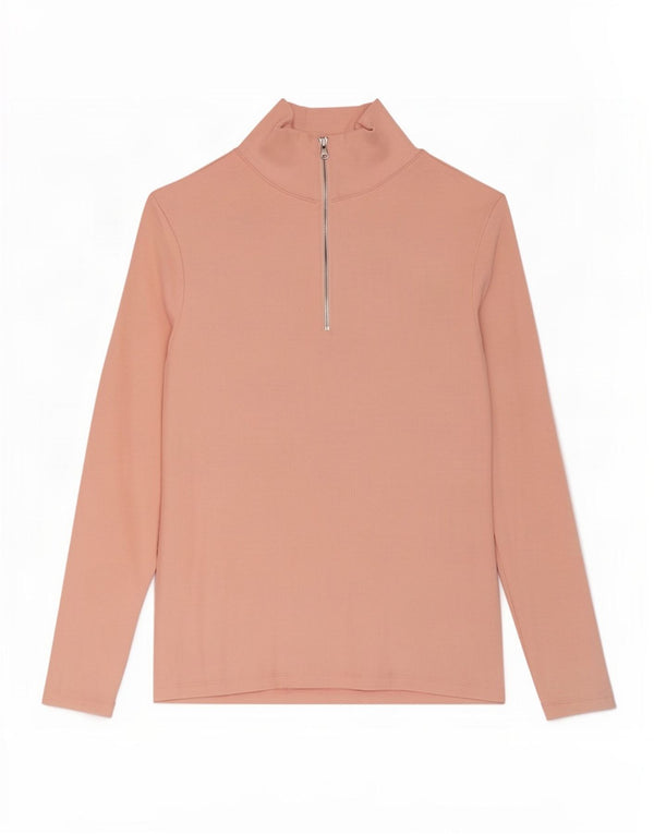 Marks & Spencer Haut à col zippé et manches longues pour femme UK 18 XL Coton rose