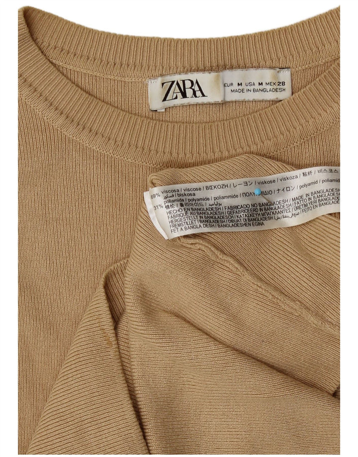 Zara Womens Crop Vest Débardeur UK 12 Viscose Marron Moyen