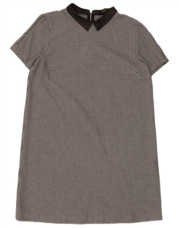 Zara Robe droite pour femme UK 44 Grand pied-de-poule noir en polyester