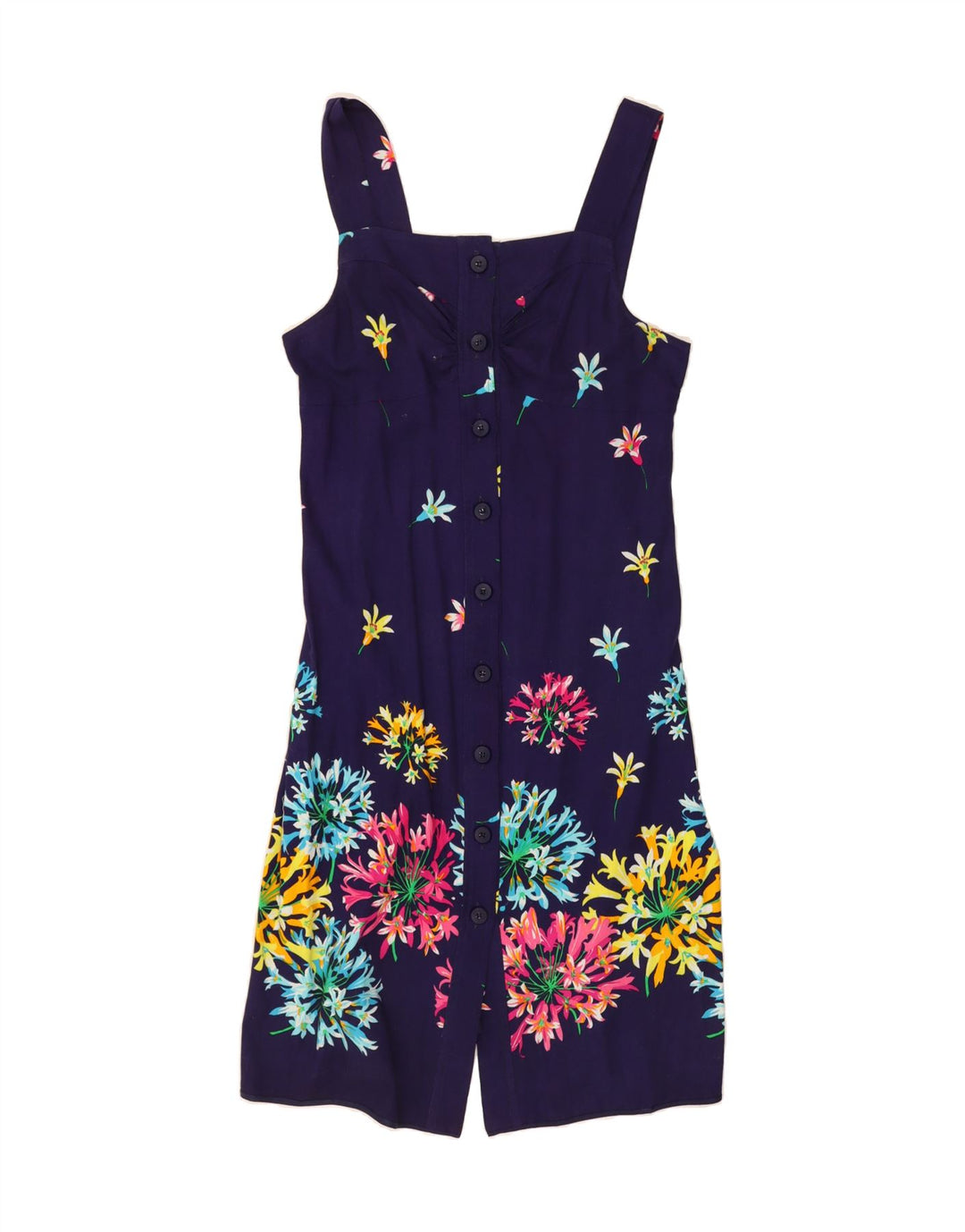 VINTAGE Womens Sundress UK 40 Medium Navy Blue Floral Vintage Vintage and Second-Hand Vintage from Messina Hembry 