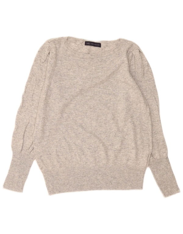 Marks & Spencer Pull col bateau pour femme UK 14 Gris moyen moucheté