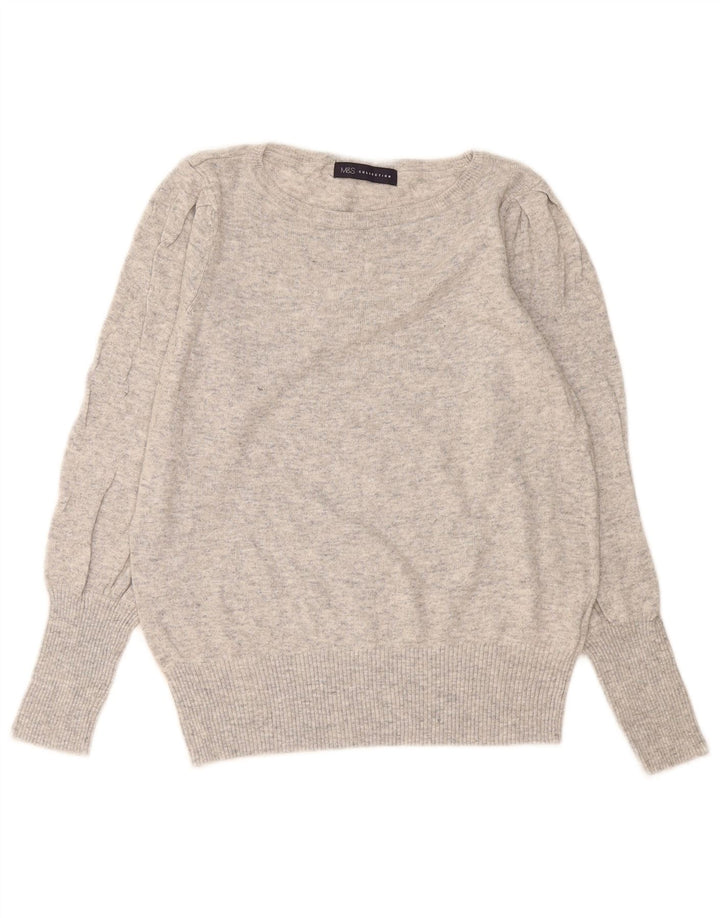 Marks & Spencer Pull col bateau pour femme UK 14 Gris moyen moucheté