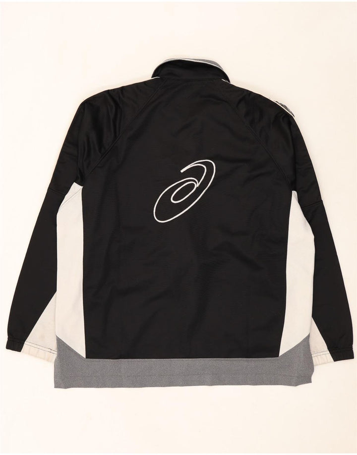 Asics Veste de survêtement graphique pour hommes, grand, noir, colour block