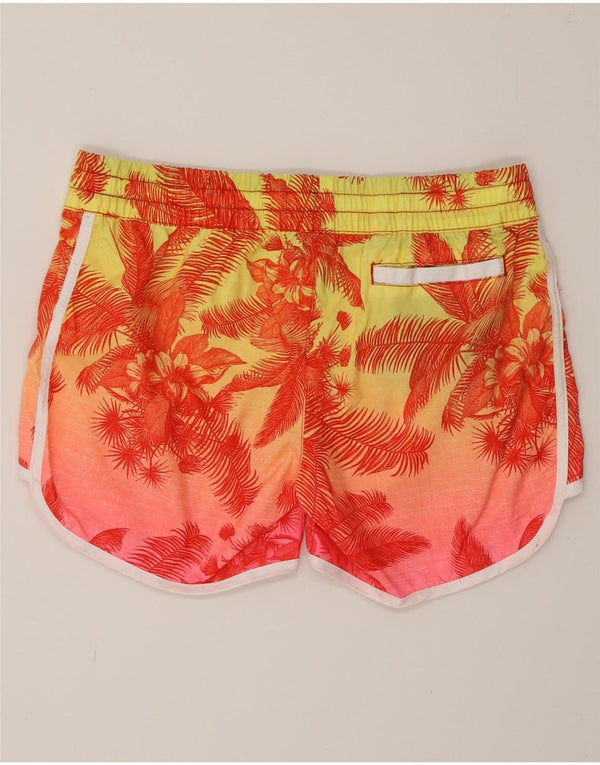 Hurley Womens Sport Shorts UK 10 Small Orange Floral Polyester