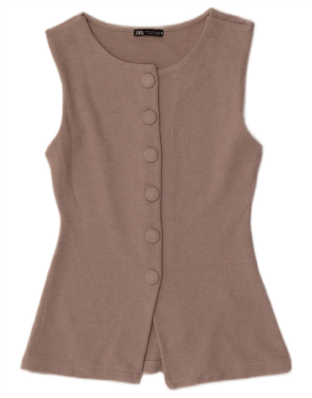 Zara Femme Cardigan sans manches Top UK 8 Small Beige Polyester