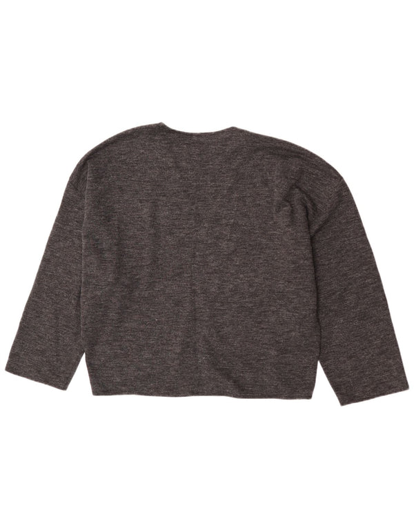 Zara Pull à manches 3/4 et col en V pour femme UK 16 Large Gris moucheté