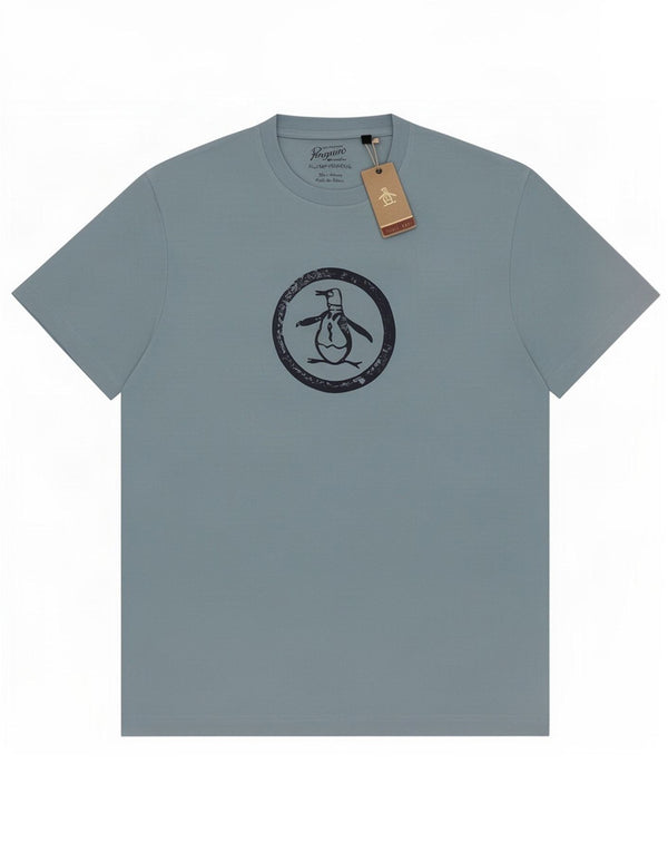 Penguin T-Shirt Graphique Homme Top XL Bleu Coton