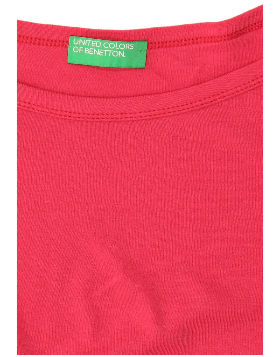 BENETTON Haut Femme Manches 3/4 UK 14 Large Rouge