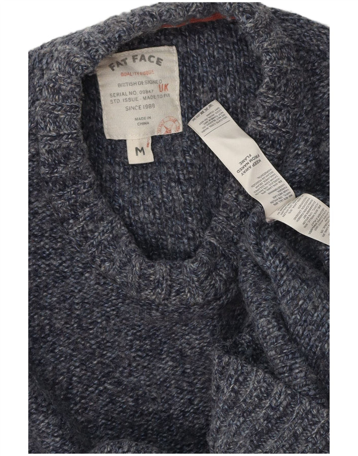 Fat Face Pull Col Ras du Cou Homme Bleu Marine Moyen Laine Mouchetée