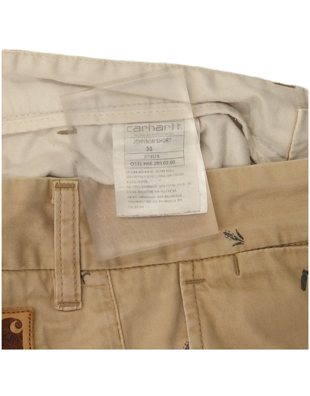 Carhartt Short chino à motif abstrait pour homme W30 en coton beige moyen