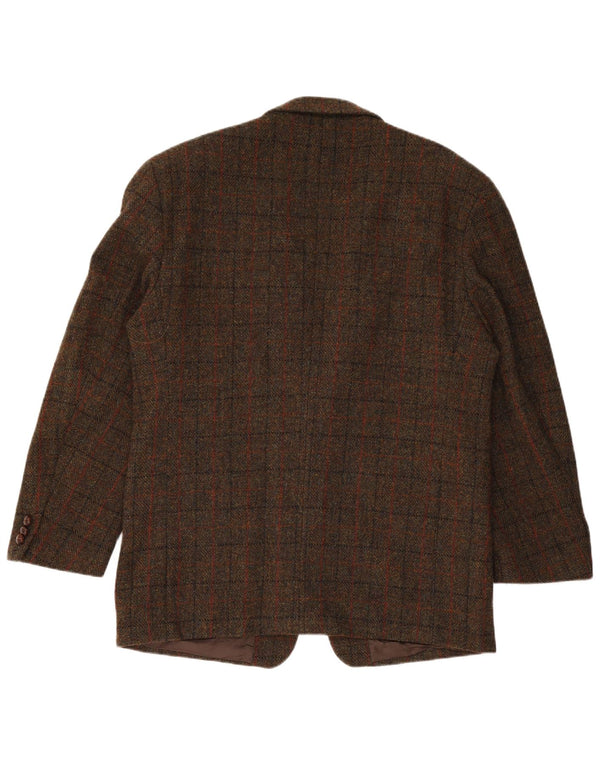 HARRIS TWEED Veste Blazer 2 Boutons Homme IT 54 2XL Marron à Carreaux Laine Vierge