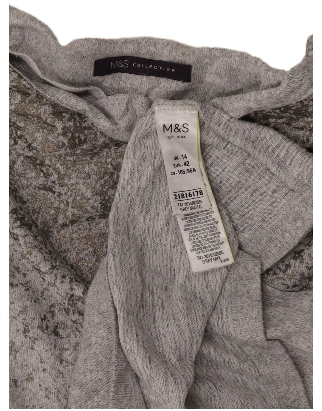 Marks & Spencer Chemisier Femme UK 44 Gris Moyen Moucheté Polyester