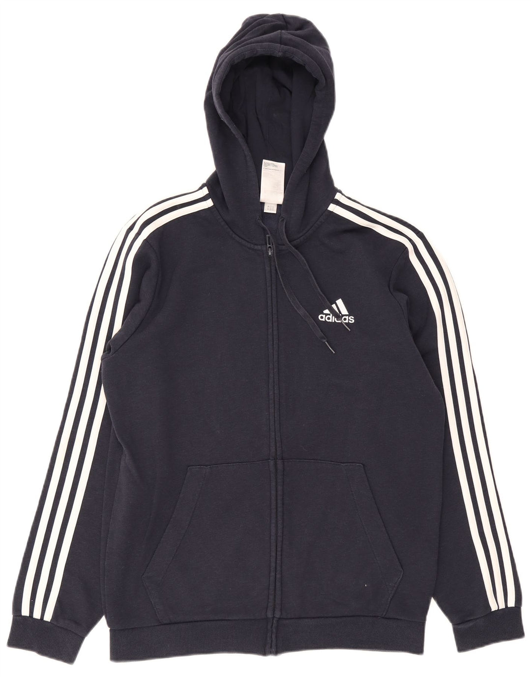 Adidas Pull à capuche zippé pour homme en coton bleu marine moyen