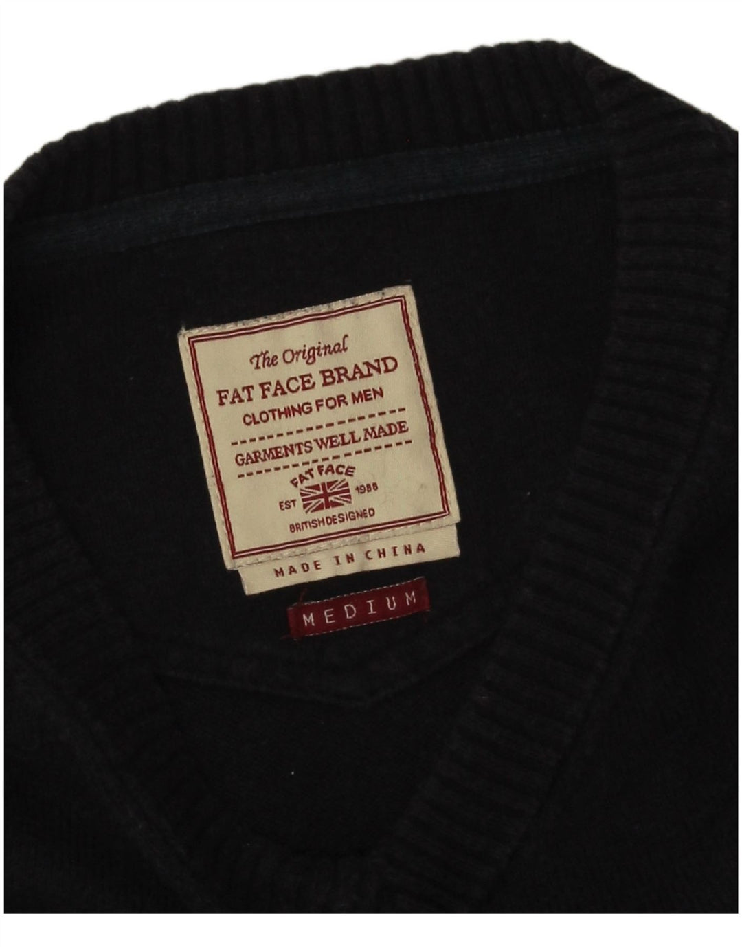 Fat Face Pull Col V Homme Bleu Marine Moyen Coton