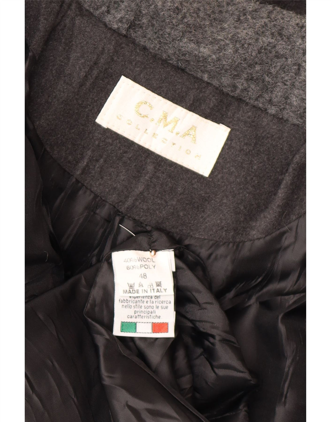 VINTAGE Duffle Coat à capuche femme IT 48 XL laine grise