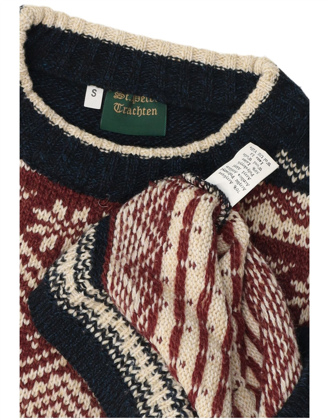 VINTAGE Pull à col rond pour homme Petit multicolore Fair Isle