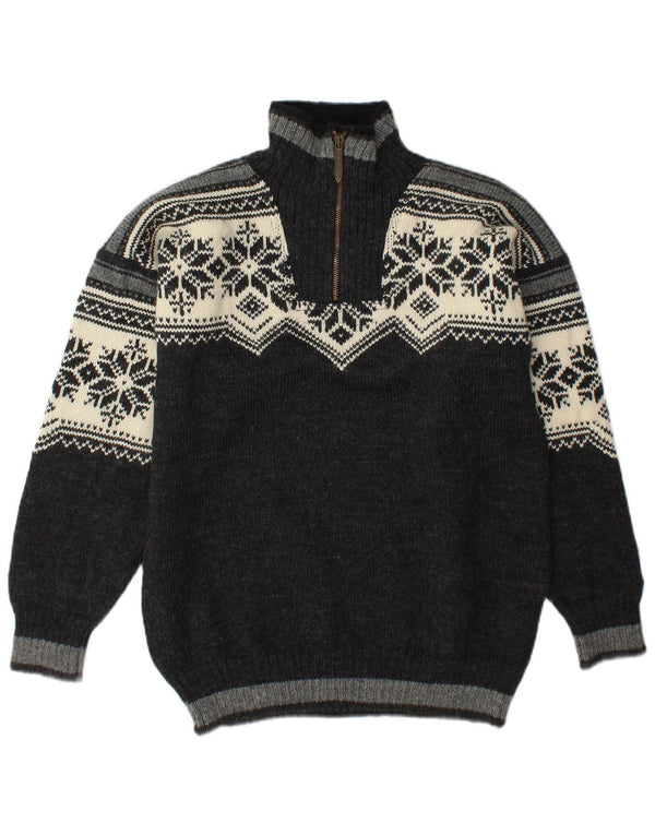 Dale of Norway Pull à col zippé pour homme en laine florale grise