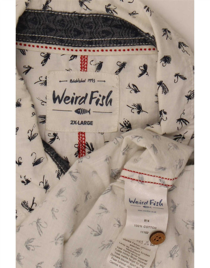 Weird Fish Chemise à manches courtes pour homme Motif abstrait 2XL Blanc Coton