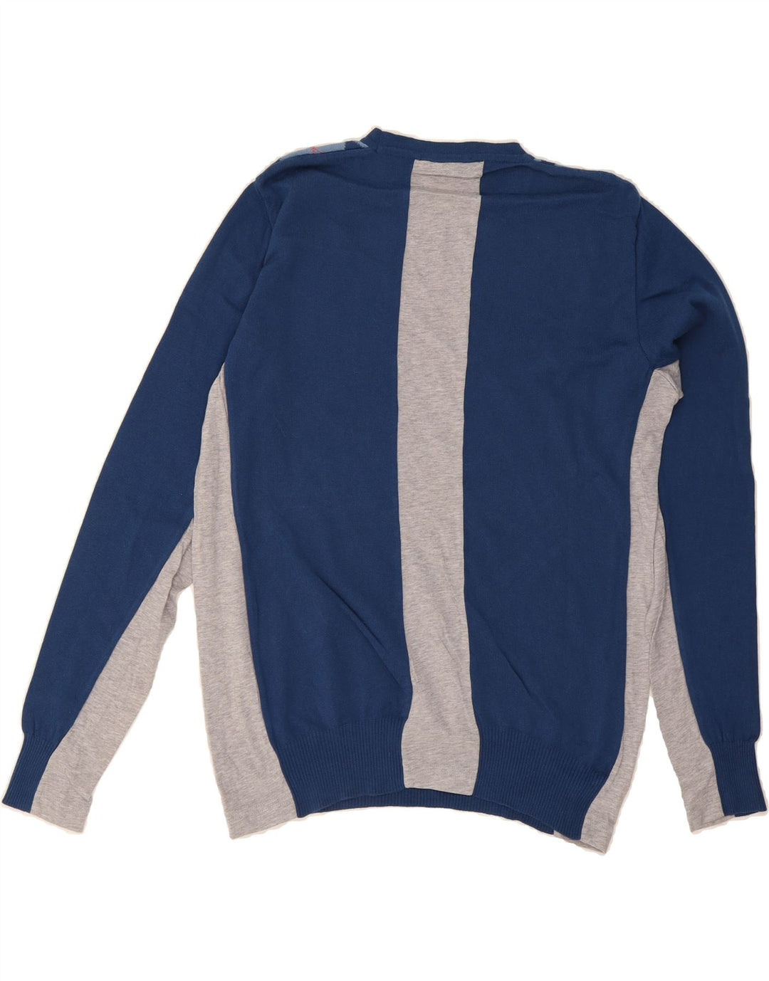 TRUSSARDI Mens Crew Neck Jumper Sweater Small Blue Argyle/Diamond Cotton Vintage Trussardi and Second-Hand Trussardi from Messina Hembry 