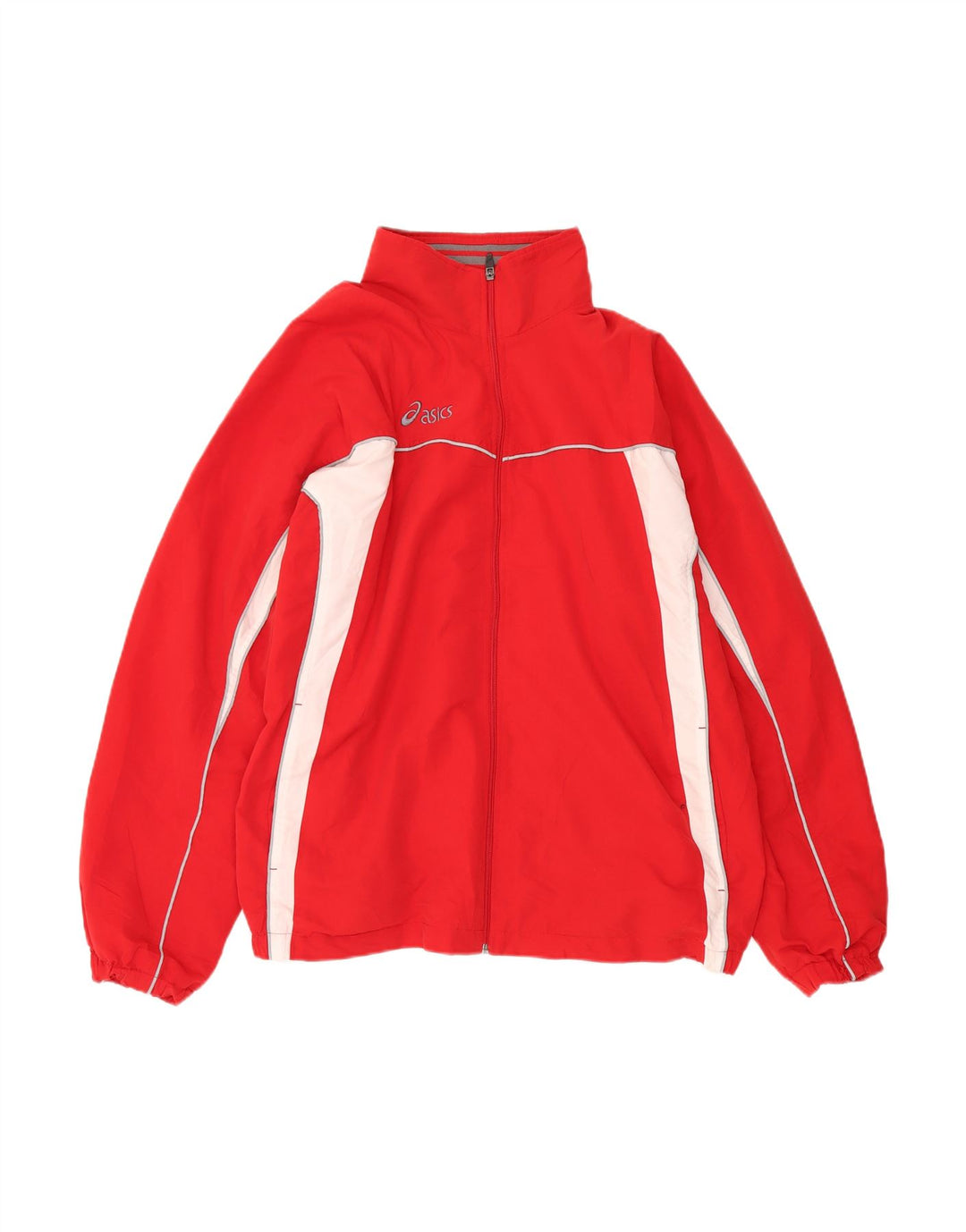 ASICS Mens Tracksuit Top Jacket XL Red Colourblock Polyester