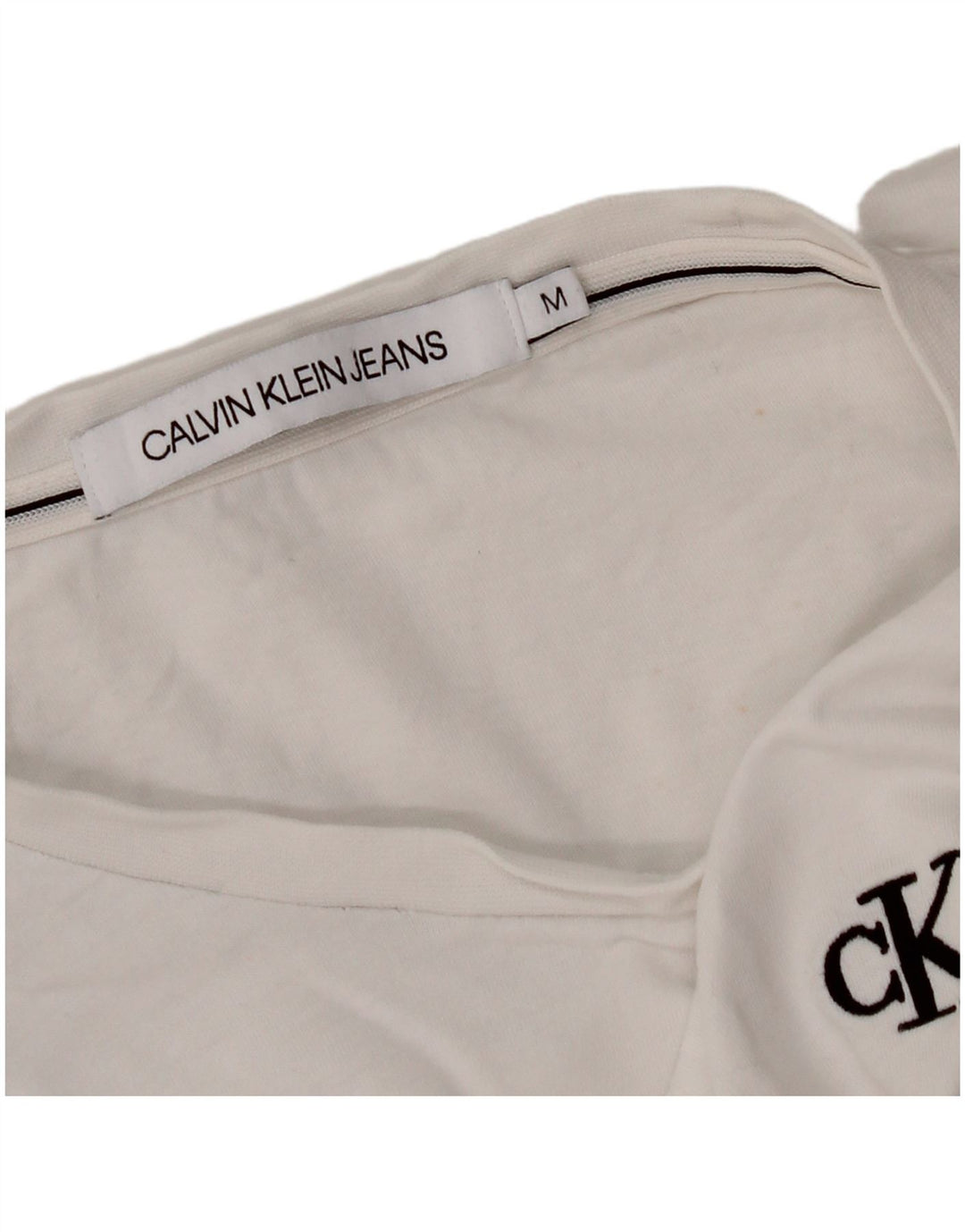 CALVIN KLEIN T-Shirt Femme UK 14 Medium Blanc