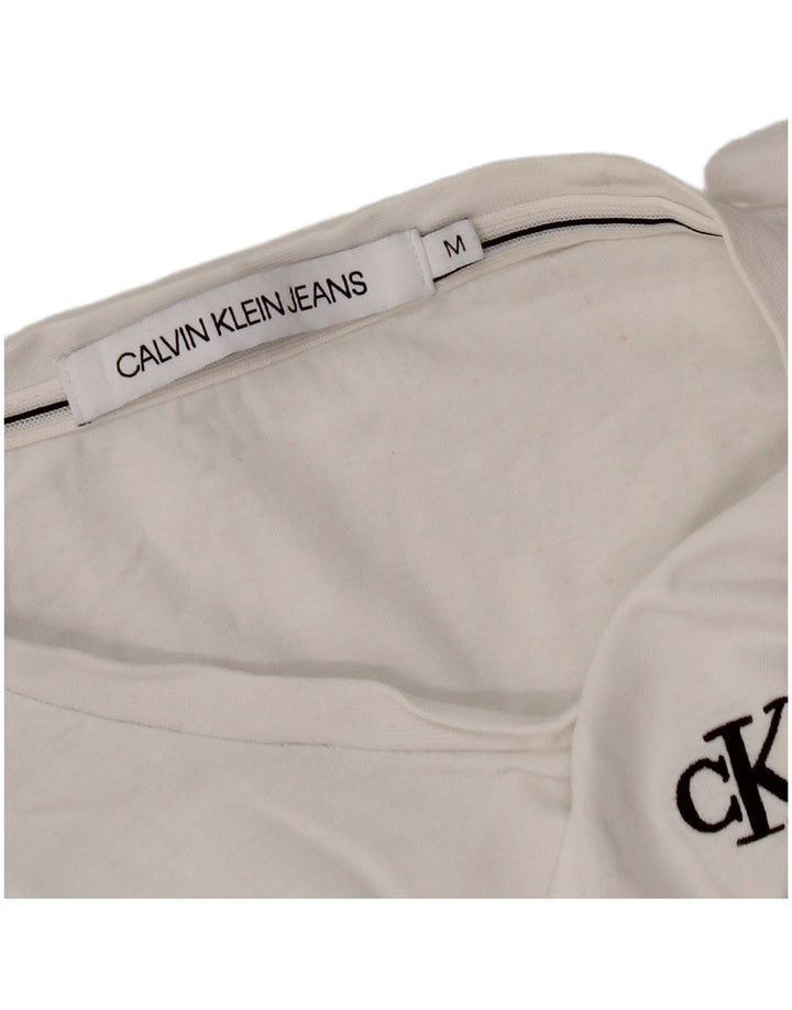 CALVIN KLEIN T-Shirt Femme UK 14 Medium Blanc