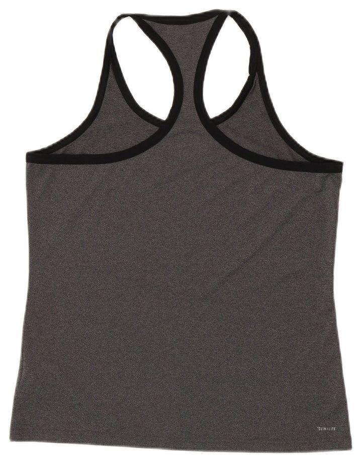 ADIDAS Femmes Climalite Graphic Débardeur UK 12/14 Gris Moyen Polyester