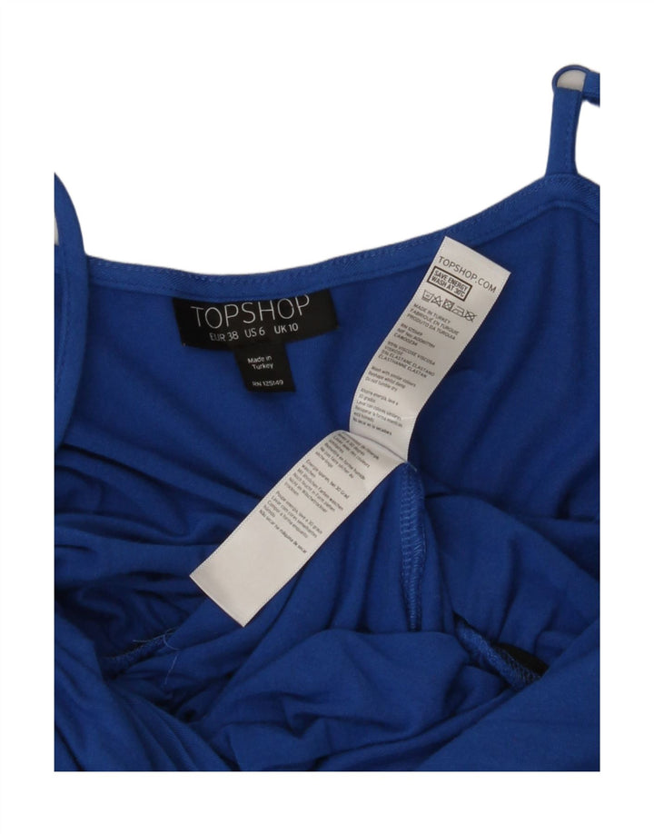TOPSHOP Womens Sleeveless Playsuit UK 10 Small Blue Viscose Vintage Topshop and Second-Hand Topshop from Messina Hembry 