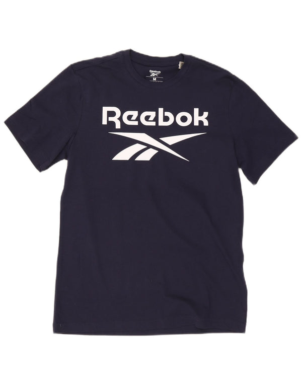 Reebok T-Shirt Graphic Homme Bleu Marine Moyen Coton