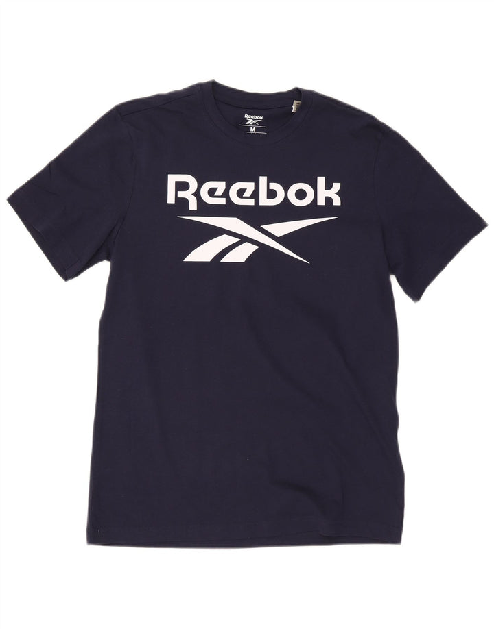 Reebok T-Shirt Graphic Homme Bleu Marine Moyen Coton