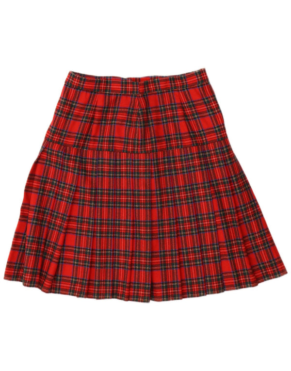jupe plissée femme vintage W28 Carreau rouge moyen