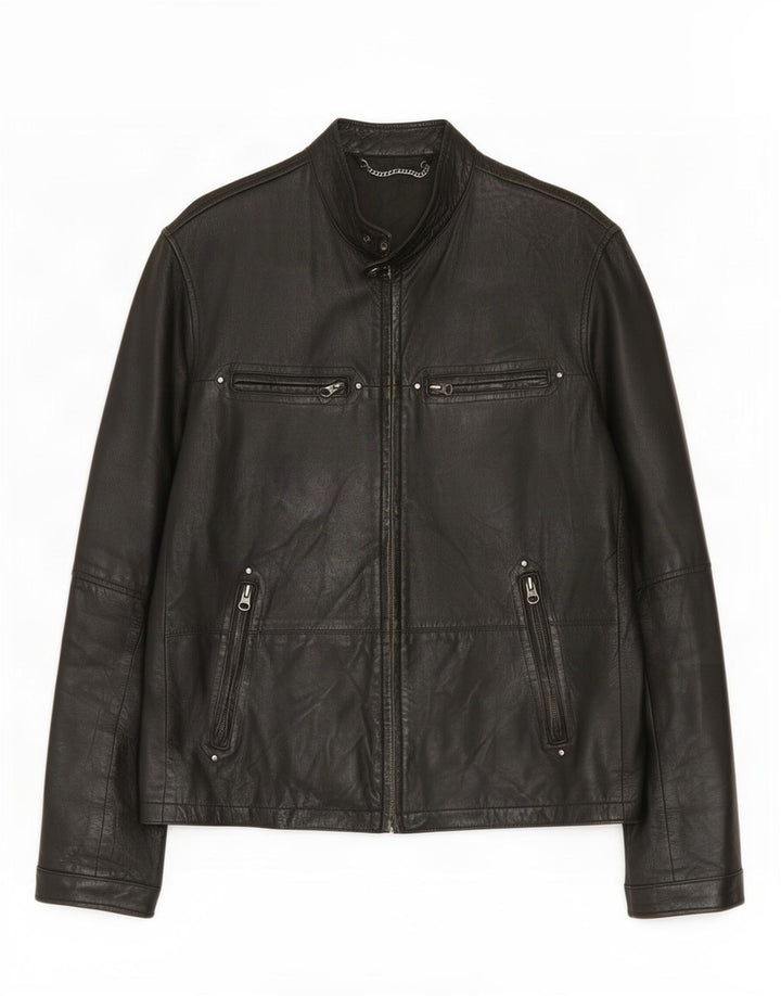 veste en cuir homme vintage IT 52 XL Noir