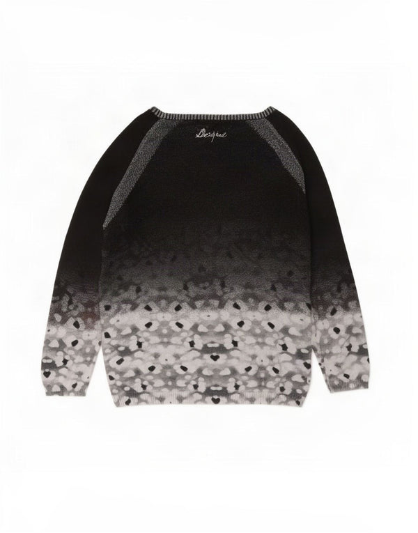 Desigual Pull graphique à col bateau pour femme UK 16 Large Noir Floral