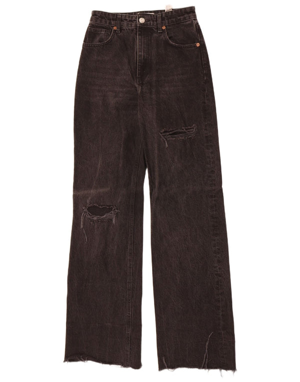 Zara Jeans amples en détresse pour femmes EU 36 XS W26 L34 coton noir