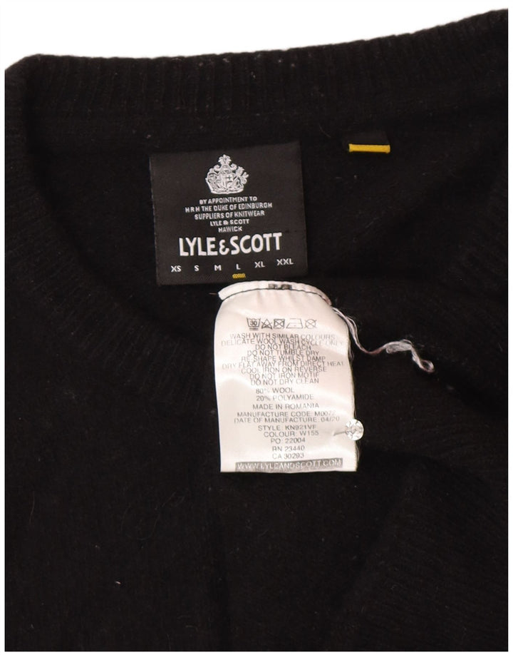 Lyle & Scott Pull à col rond pour femme UK 16 Large Laine noire